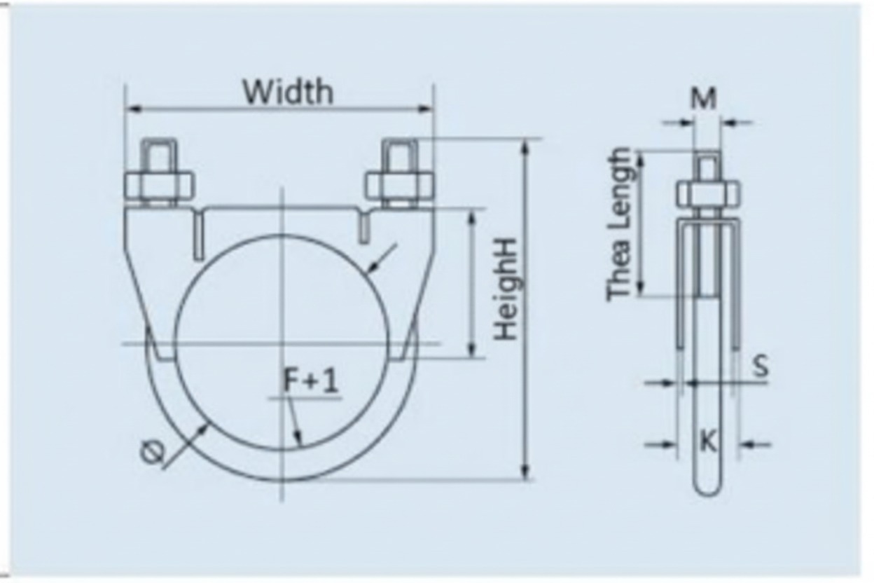 U Dessin dimensionnel du collier de serrage à boulon en U
