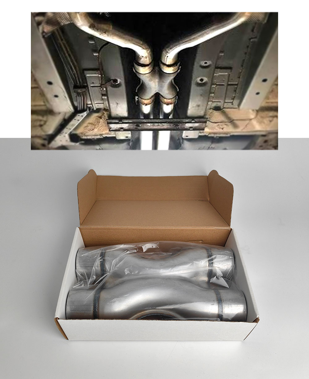 Stainless Steel X-Pipe Connector for Exhaust Systems Connecteur de tuyaux X en acier inoxydable pour les systèmes d'échappement