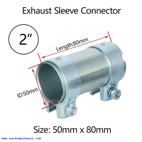 2' 50mm x 80mm Tuyau d'échappement Tube Connecteur Manchon Joiner Clamp-on