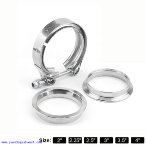 Pince en bande en V 3 pouces avec brides en acier inoxydable - parfait pour le turbo, les bois, les systèmes d'échappement - 3 pouces SS, kit de bride en bande en V