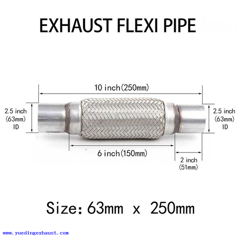 63mm x 250mm Tuyau d'échappement Flexi Tuyau Flex Joint Flexible Réparation de tube