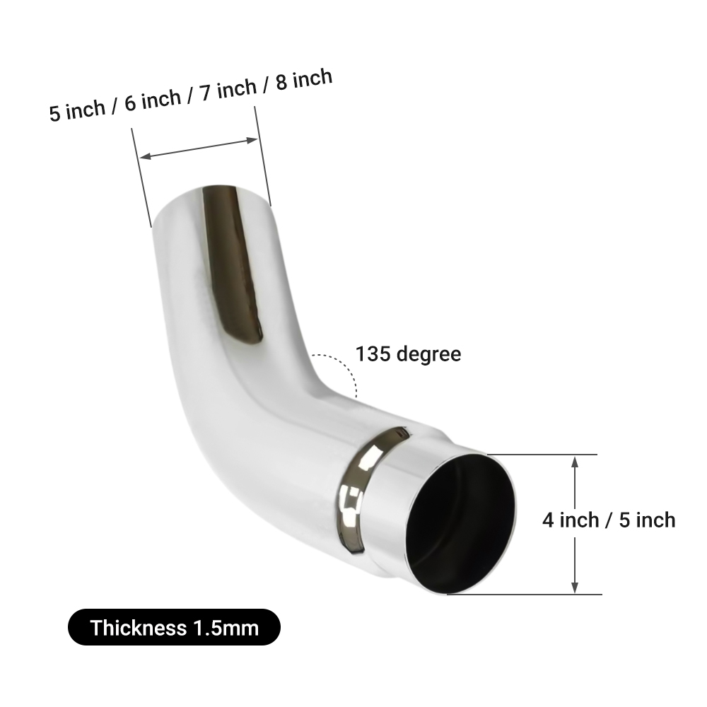 Tipe d'échappement de camion en acier à 135 ° plaqué chromé