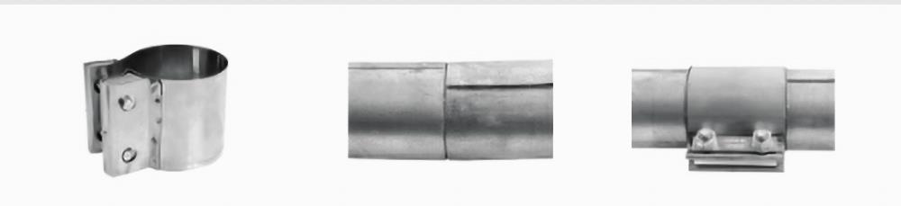 wide band exhaust clamp linking flex pipe to rigid tubing Collier de serrage pour joint bout à bout d'échappement pour connexion OD à OD