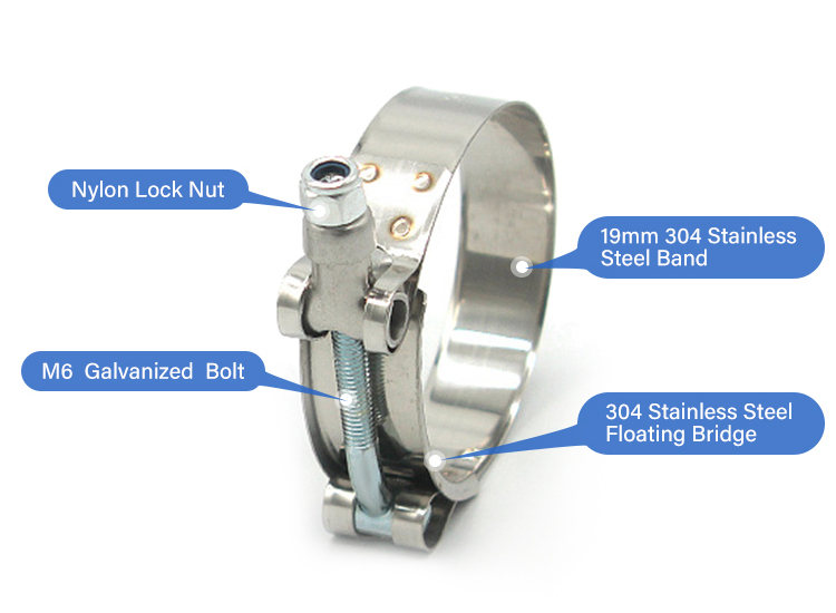 Pince de tuyau en T-Bolt ordinaire