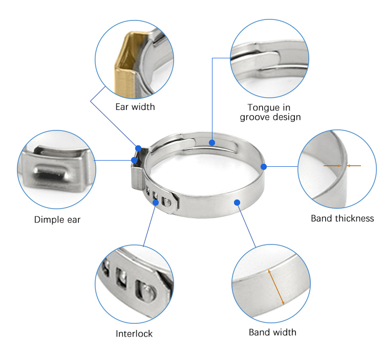 Dessin détaillé de serrage d'oreille unique