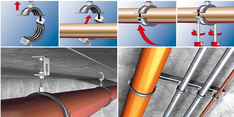 collier de serrage doubl&eacute; de caoutchouc pour support de tuyau de plomberie