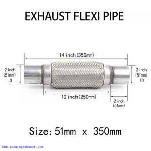 51mm x 350mm Tuyau flexible d'échappement Flex Joint Flexible Tube Réparation