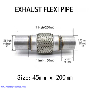 45mm x 200mm Tuyau d'échappement Flexi Joint Flex Joint Flexible Tube Réparation