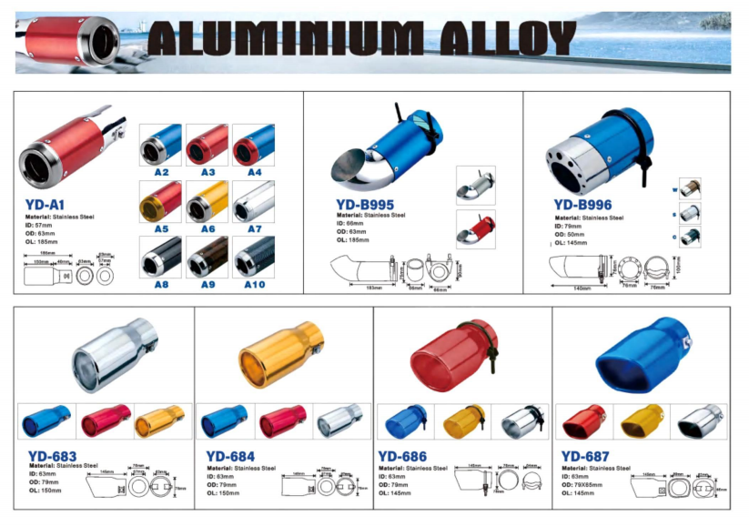 embout d'échappement en alliage d'aluminium