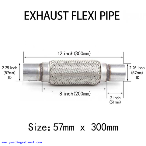 57mm x 300mm Tuyau d'échappement Flexi Tuyau Flex Joint Flexible Réparation de tube