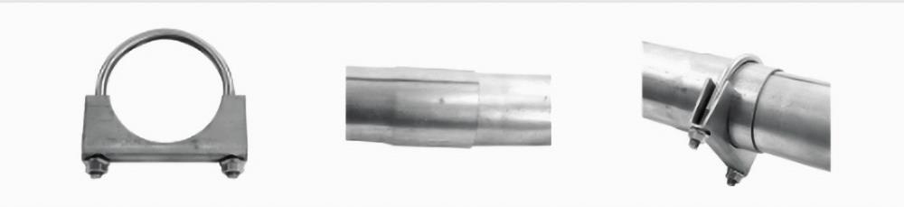 steel saddle clamp fixing exhaust leak on standard pipe collier de serrage traditionnel pour tuyau d'échappement à ajustement coulissant