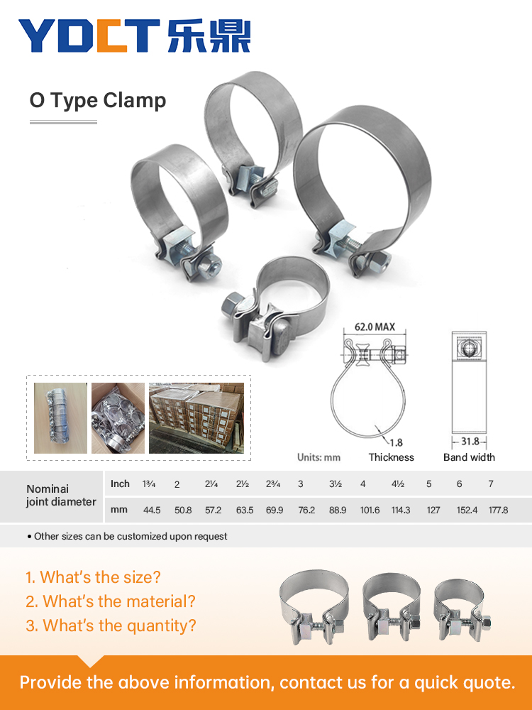 Pince de joint de bande d'échappement en acier inoxydable