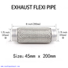 Tuyau flexible de réparation de joint d'échappement en acier inoxydable de 45 mm x 200 mm à souder