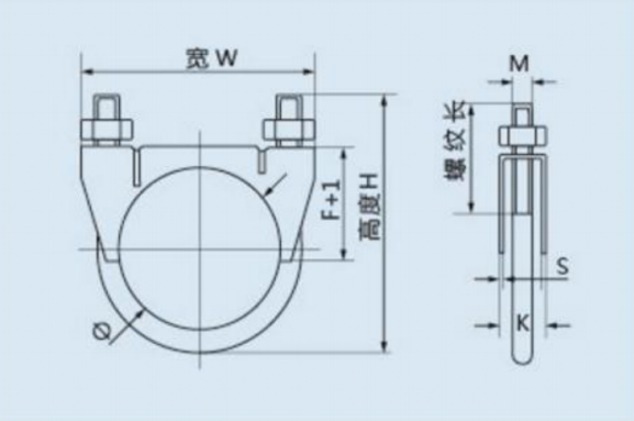 U dessin de dimension structurelle de serre de boulon U