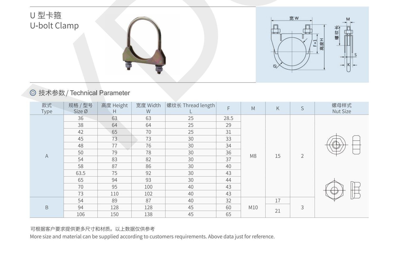 collier de serrage d'échappement en U