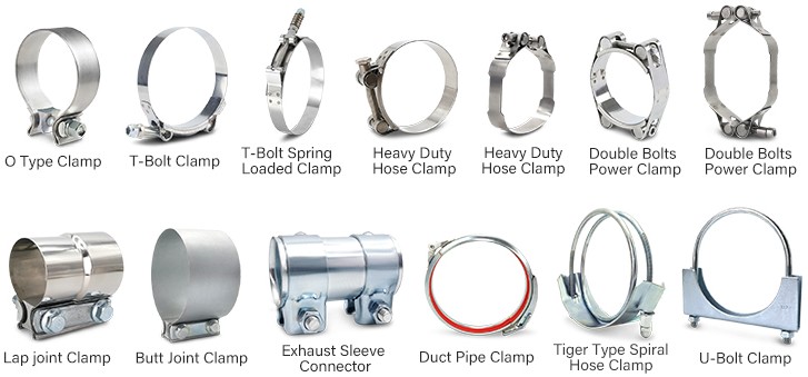Pinces de tuyaux d'échappement communs