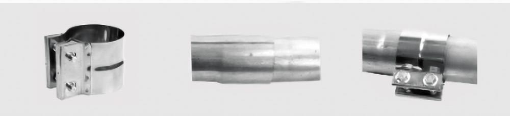 stainless lap joint clamp joining flex tube and standard pipe Collier de serrage pour bande d'échappement, joint à recouvrement, pour raccord de tuyau à ajustement coulissant