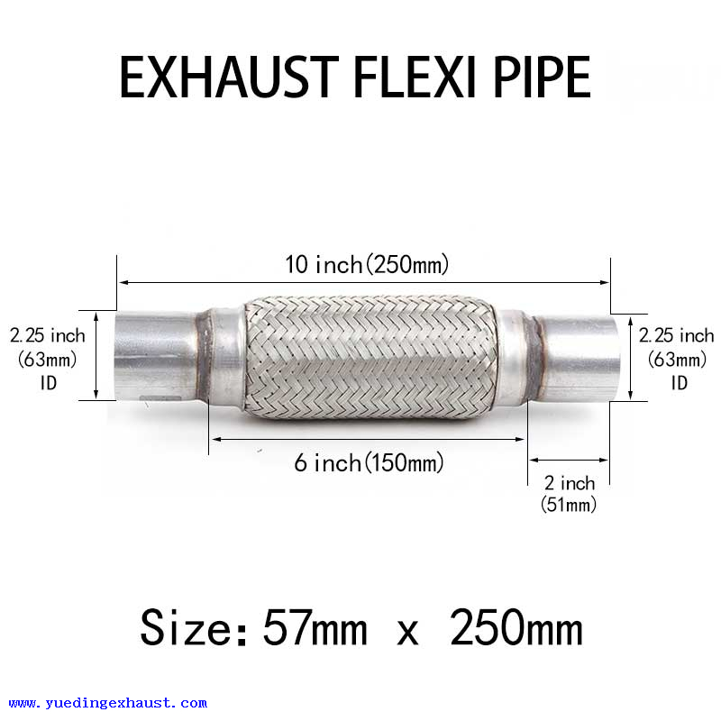 57mm x 250mm Tuyau d'échappement Flexi Tuyau Flex Joint Flexible Réparation de tube