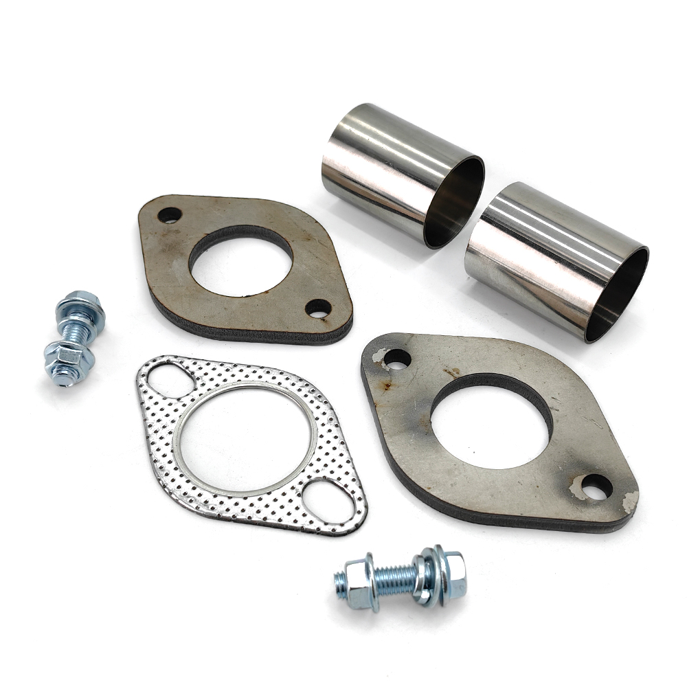 Stainless steel exhaust flange with high temperature gasket Connecteur de bride d'échappement fixé par boulon pour un retrait facile