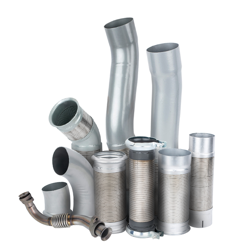 Une collection de tuyaux d'échappement courants pour camions avec joints de dilatation à structure emboîtable en acier inoxydable