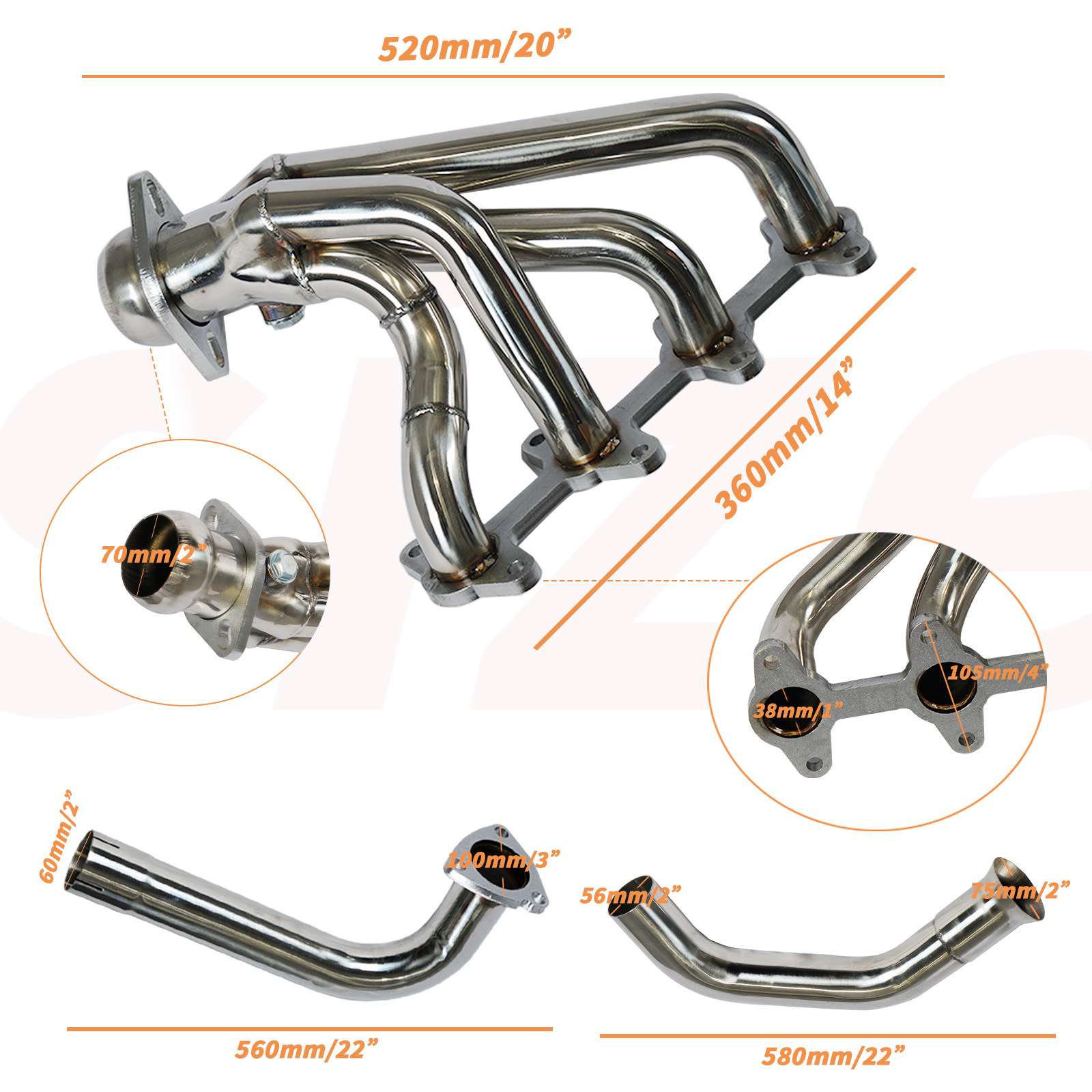Collecteur d'échappement de performance pour GMC Sonoma 94-04