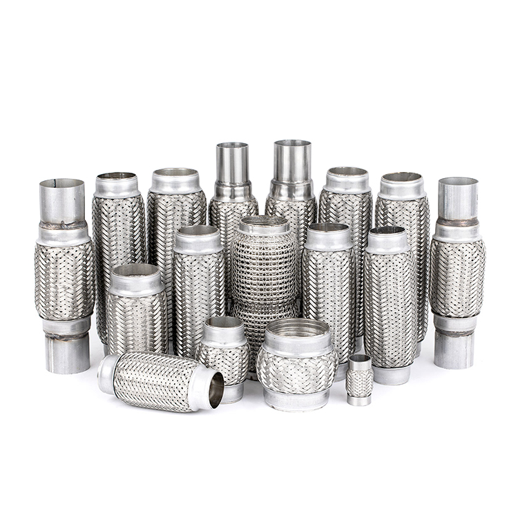 flexible stainless steel braided exhaust pipe for high vibration areas Tuyau flexible tressé en acier inoxydable durable pour système d'échappement automobile